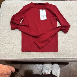 Zara Deep Red Knit Top